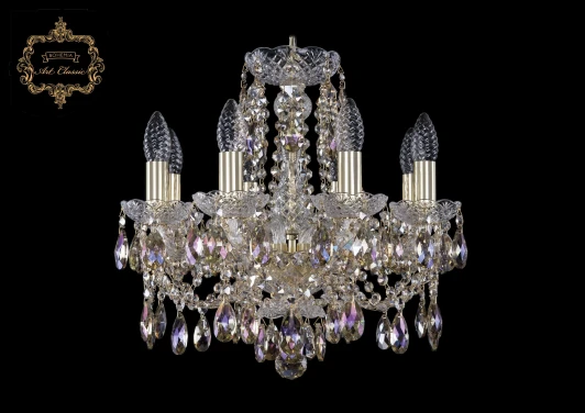 11.21.8.141.Gd.Sp.R801 Подвесная люстра с хрустальными подвесками Art Classic 11.21 11.21.8.141.Gd.Sp.R801 (220V, на цепи, подсвечник, свеча)