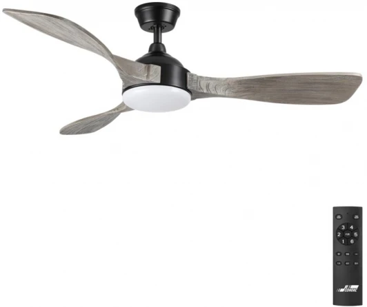 7702/24L Люстра на штанге-вентилятор Sonex Storm 7702/24L черный/серое дерево LED 24Вт 3000-6000K D1320 пульт ДУ VIVA (220V, вертолет)