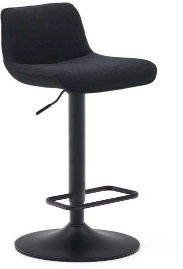 166649 Барный стул Zenda из черной синели и матовой черной стали 81-102 см La Forma (ex Julia Grup) арт.166649