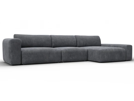 131217 Диван угловой Лига-066 НПБ Лонг угол правый (ЛДСП,Фанера,Брус,Велюр/Темно-серый) Лига Диванов 131217