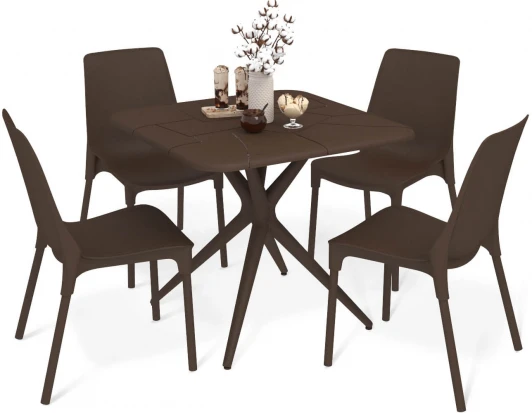 4908663501 Обеденная группа SHT-DS206 коричневый/коричневый муар от фабрики Sheffilton