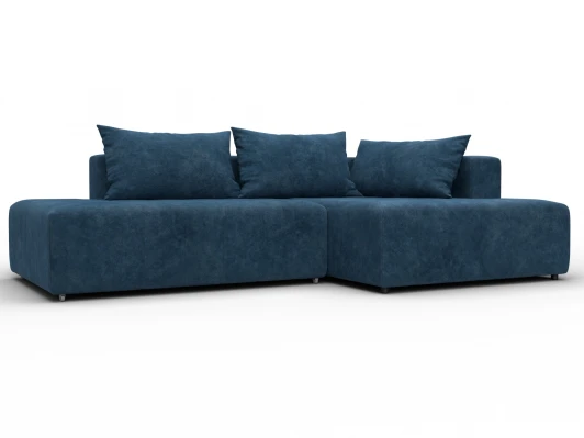 134826 Диван угловой Лига-103 НПБ угол правый (ДСП,Брус,Фанера,Велюр/Синий) Лига Диванов 134826