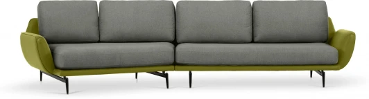 799393 Диван Ispani угловой левый ОГОГО (арт.799393), (Ткань,Экокожа/Серый,Зеленый)