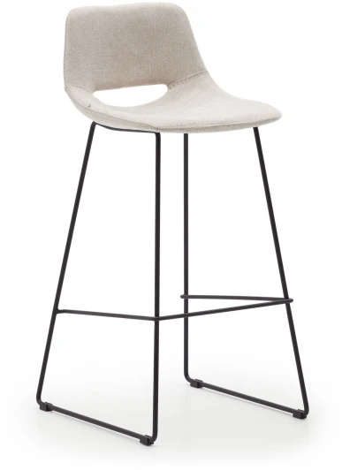 148498 Zahara Барный стул бежевый с черными стальными ножками 76 см La Forma (ex Julia Grup) арт.148498