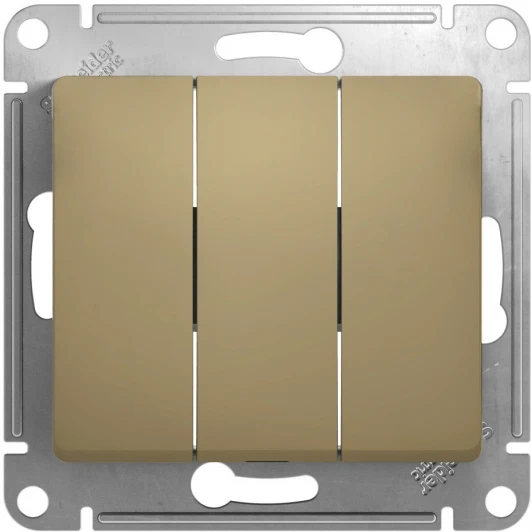 GSL000431 Выключатель встраиваемый трехклавишный (титан) Systeme Electric GSL000431