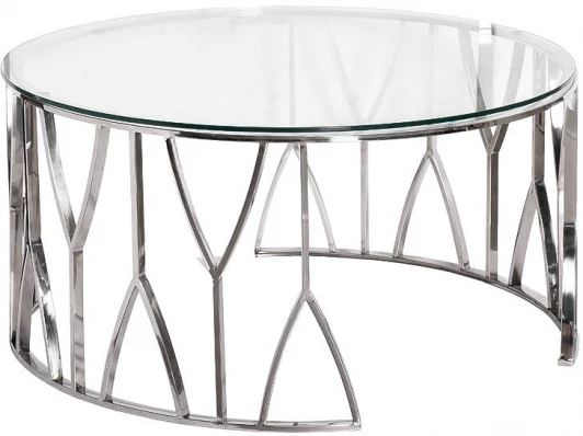 13RXCT3104-SILVER Стол журнальный стекло прозр./серебро d90*45см Garda Decor арт.13RXCT3104-SILVER