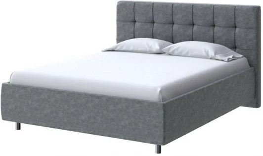 2013176 PROxSON Кровать Nety без основания (Ткань: Велюр Gratta 4 Серый космос) 90x190