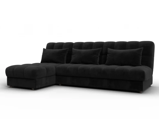 136956L Диван угловой Лига-116 НПБ угол левый (ДСП,ЛДСП,Велюр/Черный) Лига Диванов 136956L