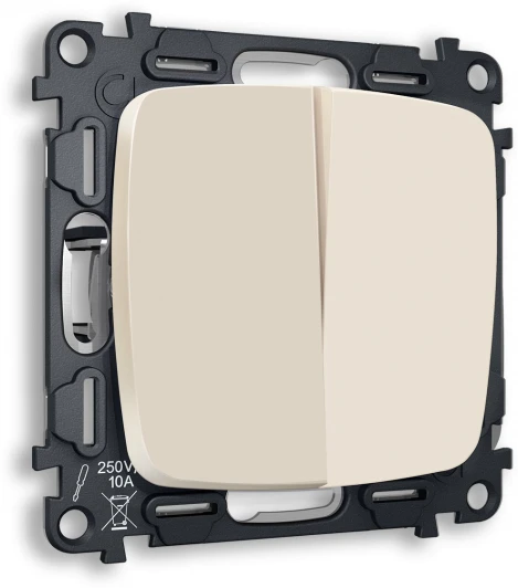 MO323010 Комплект механизма Ambrella Volt 2-клавишного выключателя OMEGA MO323010 Бежевый матовый QUANT