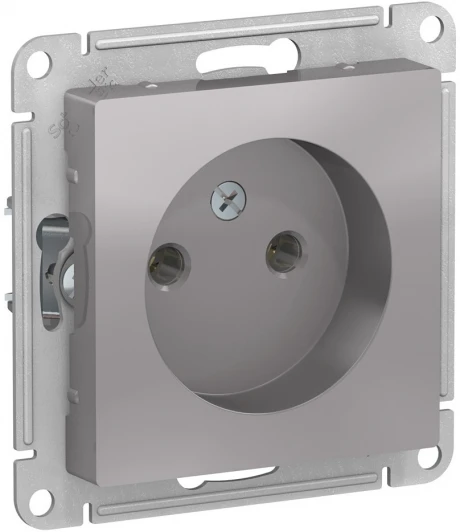 ATN000341 Розетка встраиваемая без заземления (алюминий) Systeme Electric AtlasDesign ATN000341