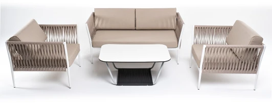 KASS2C2T-4-SET biege "Касабланка" лаунж-зона плетеная из роупа 4-местная, цвет серо-коричневый 4SIS арт.УТ-00007280
