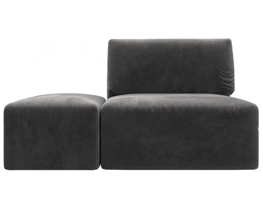 129591 Модули диван и пуф Лига-060 НПБ (ЛДСП,Брус,Фанера,Велюр/Серый) Лига Диванов 129591