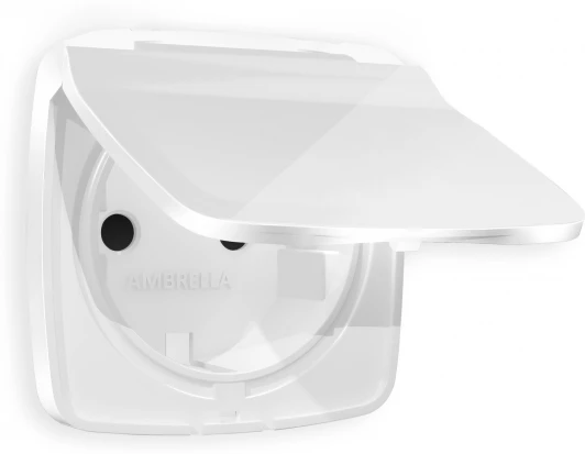 OP1080 Лицевая панель Ambrella Volt OMEGA (Белый глянец) для розетки с заземлением со шторками и крышкой IP44 QUANT