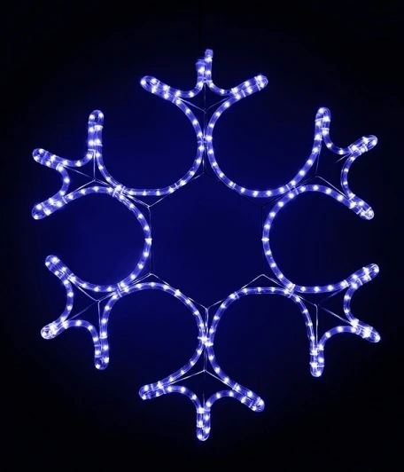 LC-13038 Светодиодная Снежинка "Ажурная" Ø0,55м Синяя, Дюралайт на Металлическом Каркасе, IP54 Laitcom LC-13038