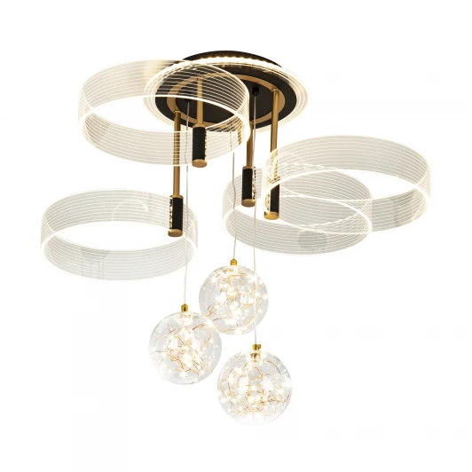 L1040-750 BK Потолочная люстра светодиодная на штанге с пультом с регулировкой цветовой температуры и яркости LED4U LED4U L1040-750 BK