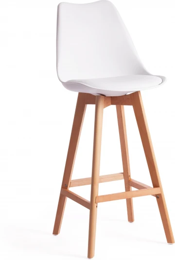 19650 Стул барный TULIP BAR (mod. C1014H) / 1 шт. в упаковке (Пластик,Дерево /Белый)