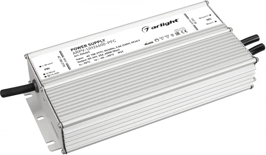 034463 Блок питания ARPV-UH24600-PFC (24V, 25A, 600W) (Arlight, IP67 Металл, 7 лет) 034463