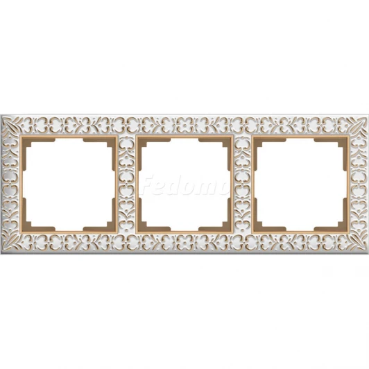 WL07-Frame-03 Рамка на 3 поста Werkel Antik, белое золото