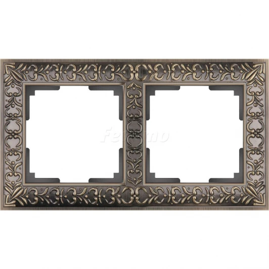 WL07-Frame-02 Рамка на 2 поста Werkel Antik, бронза