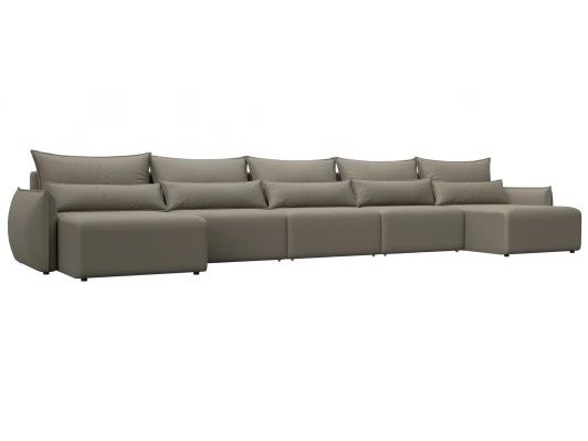 129898 Диван П-образный Лига-051 НПБ МегаЛонг (ЛДСП,Брус,Фанера/Пластик/Экокожа/Бежевый) Лига Диванов 129898