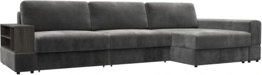 129106 Диван угловой с полкой Лига-055 НПБ Лонг угол универсальный Лига Диванов (Велюр) арт.129106