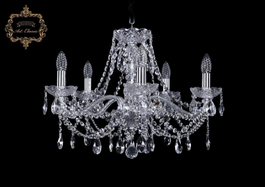11.21.5.200.Cr.Sp Подвесная люстра Art Classic 11.21 11.21.5.200.Cr.Sp (220V, хрусталь, на цепи, подсвечник, свеча)