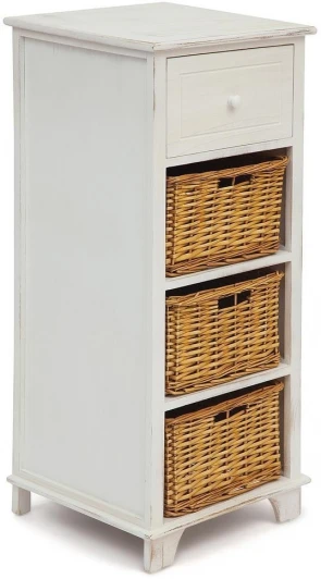 10964 Тумба с 3 корзинами и ящиком Secret De Maison OISELET 4 ( mod. HX16-009 NS ) butter white (слоновая кость) (дерево павловния, мдф)