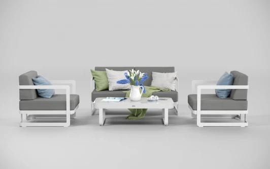 LVLN.020400.S2 Комплект садовой мебели Виллино светло - серая, алюминий/стекло Gardenini LVLN.020400.S2