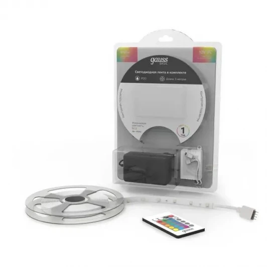 BT012 Светодиодная лента Basic комплект 5050/30 12V 6W/m 390lm/m RGB 10mm IP20 5m BT012 Gauss