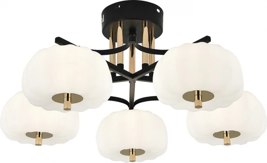 10301/5LED Потолочный светодиодный светильник на штанге Escada Halma 10301/5LED 50Вт, 3720лм, 3000-6000K, Ra>80, изменение цветовой температуры с помощью выключателя, металл/пластик, черный/белый/золото (220V)