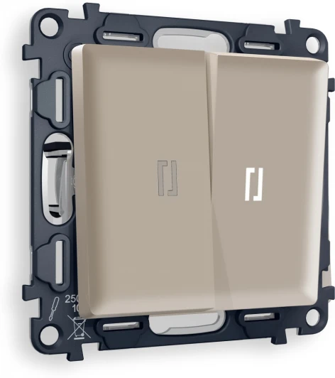 MA364035 Комплект механизма Ambrella Volt 2-клавишного проходного выключателя с подсветкой 5600K ALFA MA364035 Серо-бежевый матовый QUANT