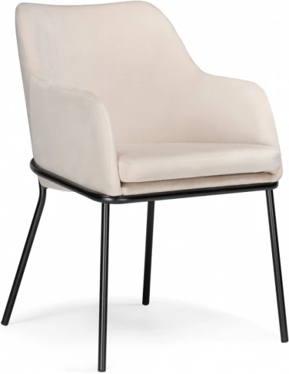 610745 Обеденный стул Woodville Охаши кремовый / черный глянец (Металл, Велюр/Черный, Бежевый/Бежевый, Черный) арт.610745