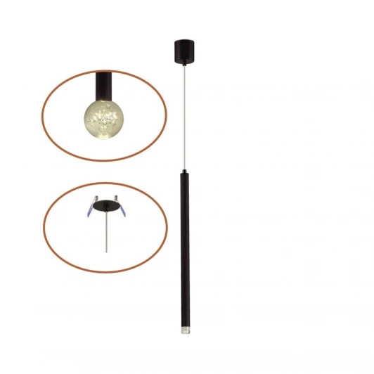 4373/3LA Подвесной светильник светодиодный Odeon Light Fiano 4373/3LA черный/хрустальн. стекло/металл IP20 LED 3W 400Лм 3000K 220V (на проводе, круглые)