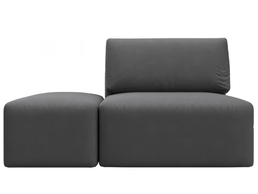 129600 Модули диван и пуф Лига-060 НПБ (ЛДСП,Брус,Фанера,Замша/Серый) Лига Диванов 129600