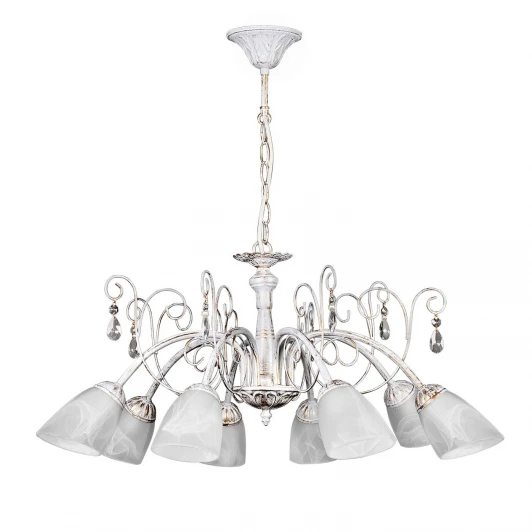 S9091-8 Люстра подвесная Day&Night, 8 плафонов, белый с золотом и прозрачным