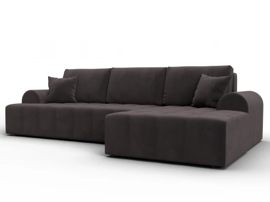 134749 Диван угловой Лига-080 угол правый (ДСП/Пластик/Велюр/Коричневый) Лига Диванов 134749