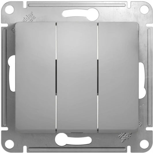 GSL000331 Выключатель встраиваемый трехклавишный (алюминий) Systeme Electric GSL000331