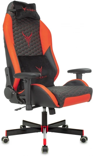 KNIGHT NEON RED Кресло игровое Knight Neon черный/красный соты эко.кожа с подголов. крестовина металл
