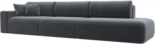 121361L Диван прямой Лига-036 НПБ Модерн Лонг подлокотник слева (Серый/Велюр) Лига Диванов арт.121361L