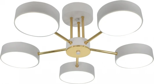 10262/5LED Потолочная люстра на штанге с таймером Escada Rune 10262/5LED 64Вт, с ПДУ, металл/акрил, белый/золото (220V)