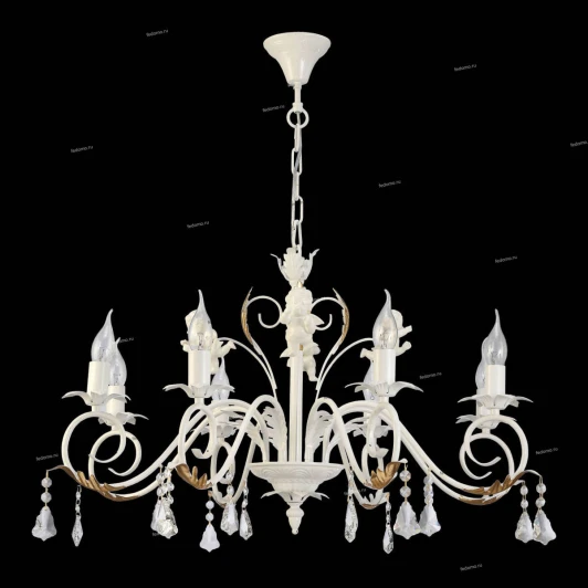 11372/8C IVORY GOLD CER Люстра подвесная Natali Kovaltseva Jennifer, 8 ламп, слоновая кость с золотом, прозрачный