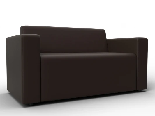 132457 Диван прямой Лига-093 (ДСП,Брус,Фанера/Пластик/Экокожа/Коричневый) Лига Диванов 132457