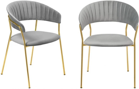 FR 0910P Комплект из 2-х стульев Turin серый с золотыми ножками Bradexhome арт.FR 0910P