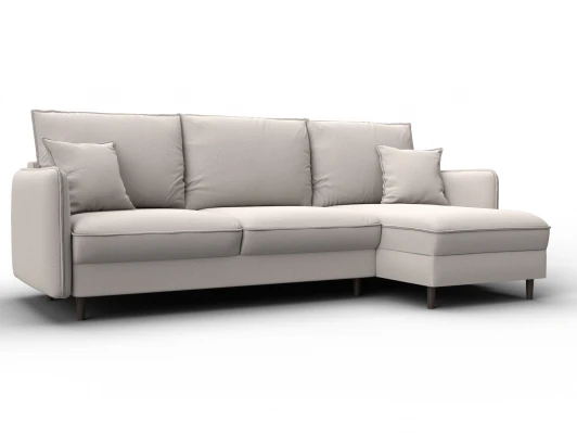 129639 Диван угловой Лига-064 НПБ угол универсальный (ДСП/Дерево/Замша/Бежевый) Лига Диванов 129639