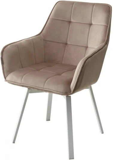 628M03602 Стул M-City MAVERICK BLUVEL-40 BEIGE/ белый каркас, поворот.360 град.