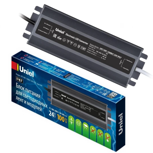 UET-VAF-100B67 24V IP67 Блок питания ультратонкий 100 Вт Uniel UET-VAF-100B67 24V IP67