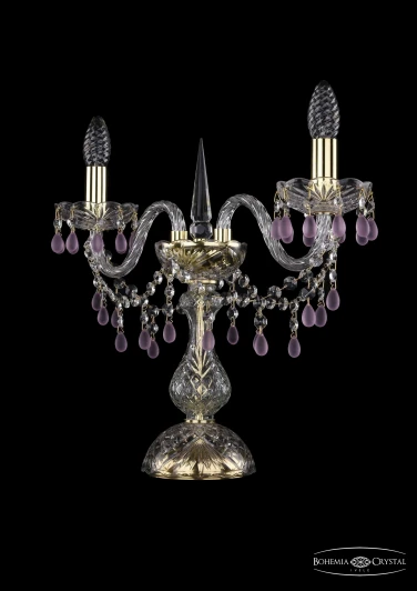 1410L/2/141-39 G V7010 Интерьерная настольная лампа Bohemia 1410 1410L/2/141-39/G/V7010 (220V, хрусталь, подвески, подсвечник, свеча)