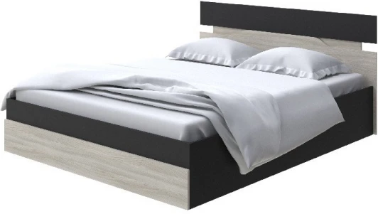 2015341 Без бренда Кровать Milton с подъемным механизмом (ЛДСП Черный/Ясень Шимо Светлый) 120x190