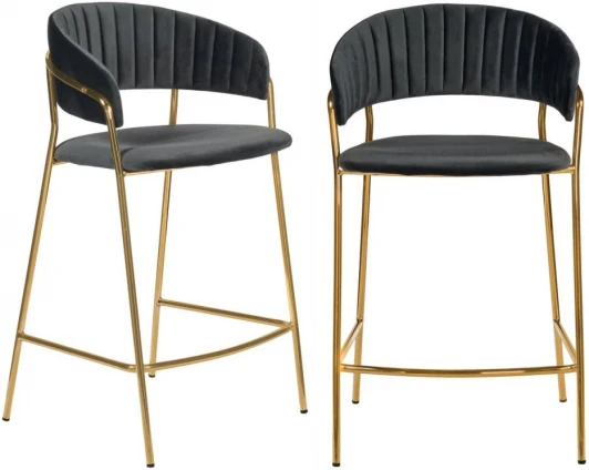 FR 0891P Комплект из 2-х стульев полубарных Turin чёрный с золотыми ножками Bradexhome арт.FR 0891P