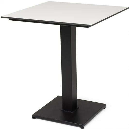 RC013-75-75-M500 "Каффе" интерьерный стол из HPL квадратный 75х75см, цвет молочный, подстолье черное чугун 4SIS арт.УТ-00005144